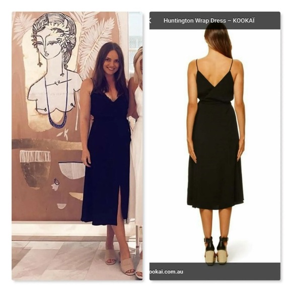 KOOKAI Womens Size 34 or 6 / US 2 Black Huntington Wrap Dress - Picture 9 of 12